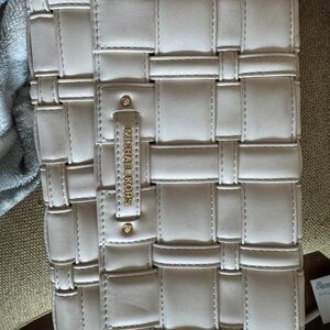 Michael Kors Ivory Woven Leather Clutch